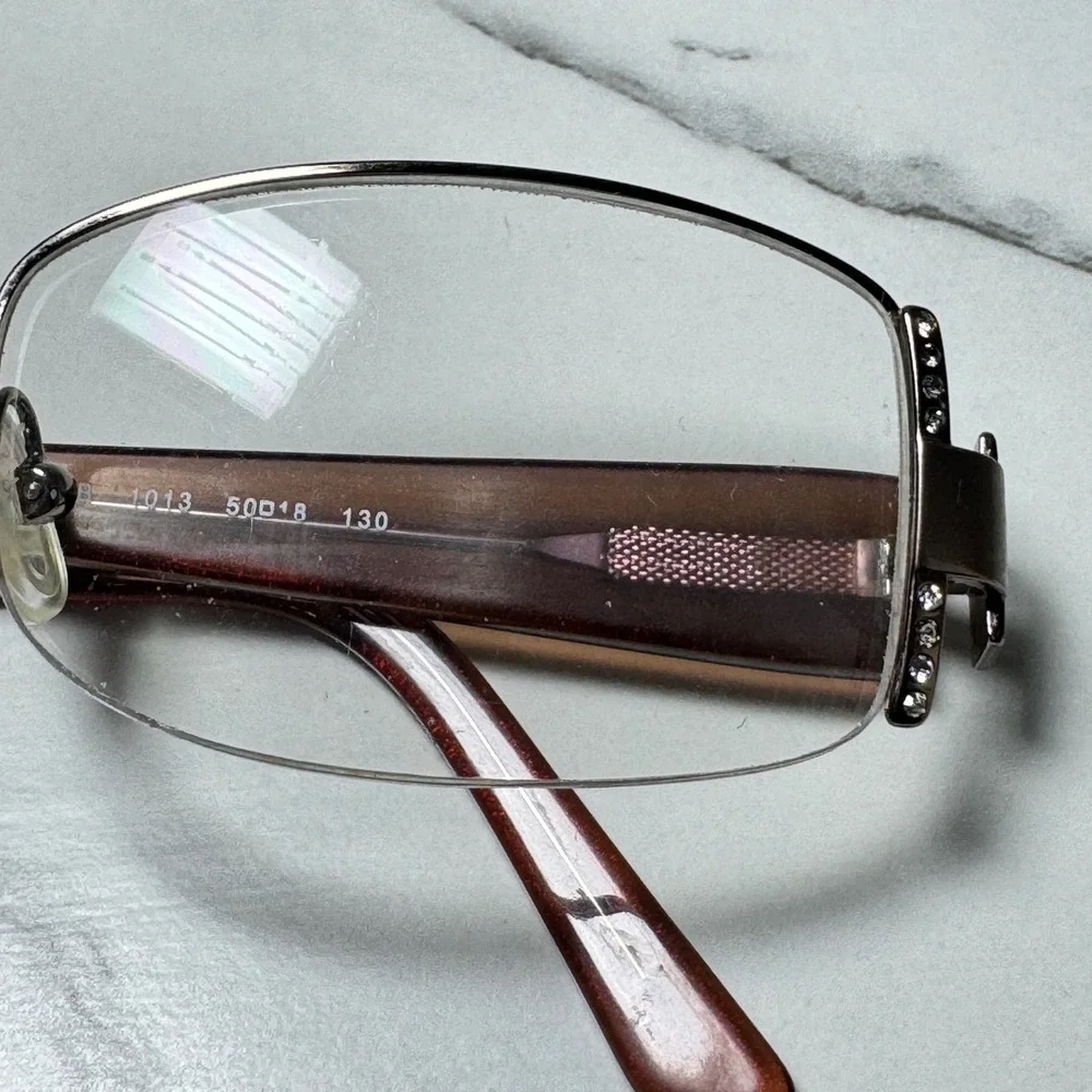 Versace 1090-B Brown Glitter Rhinestone Semi Rimless Eyeglass Frames 50-18-130